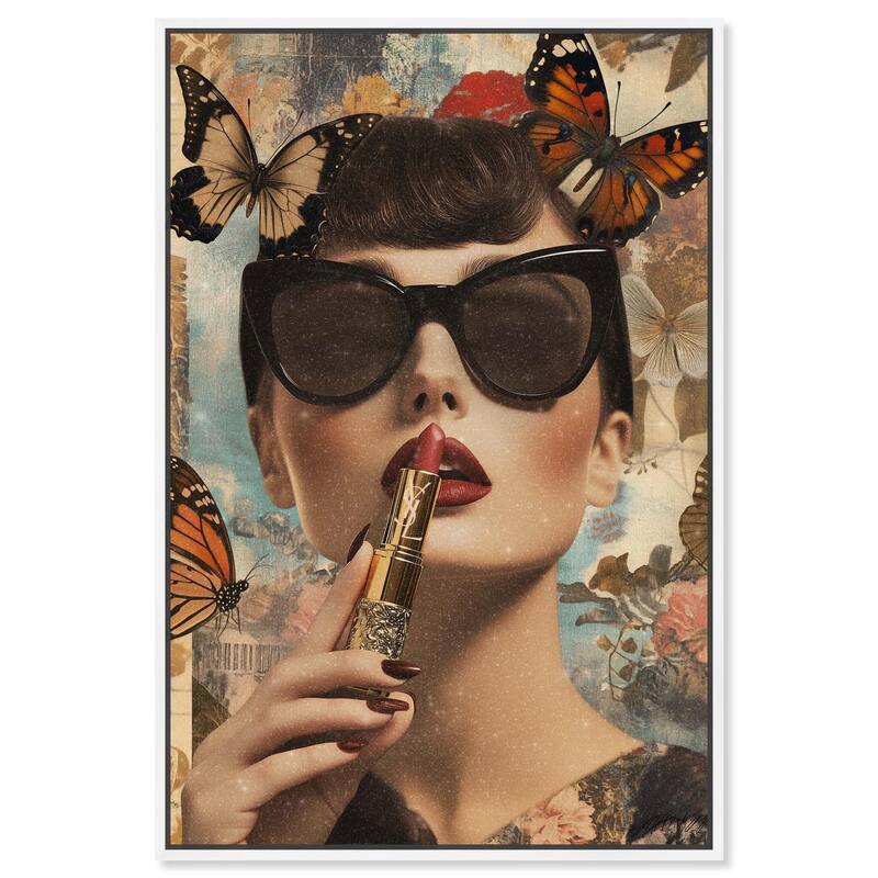 Iconic Lady Butterfly Collage II Canvas by Art Remedy - 30" x 45" - White