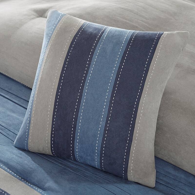 GDF Studio - Collins 7-Piece Microsuede Comforter Set with Decorative Pillows