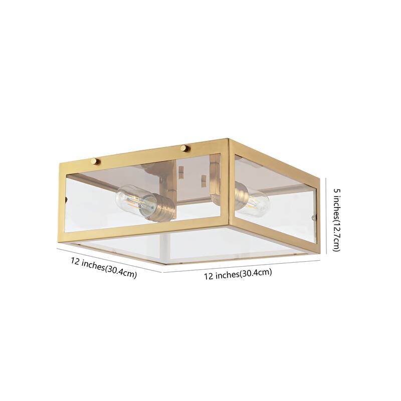 Alma 12" Metal/Glass LED Flush Mount, by JONATHAN Y