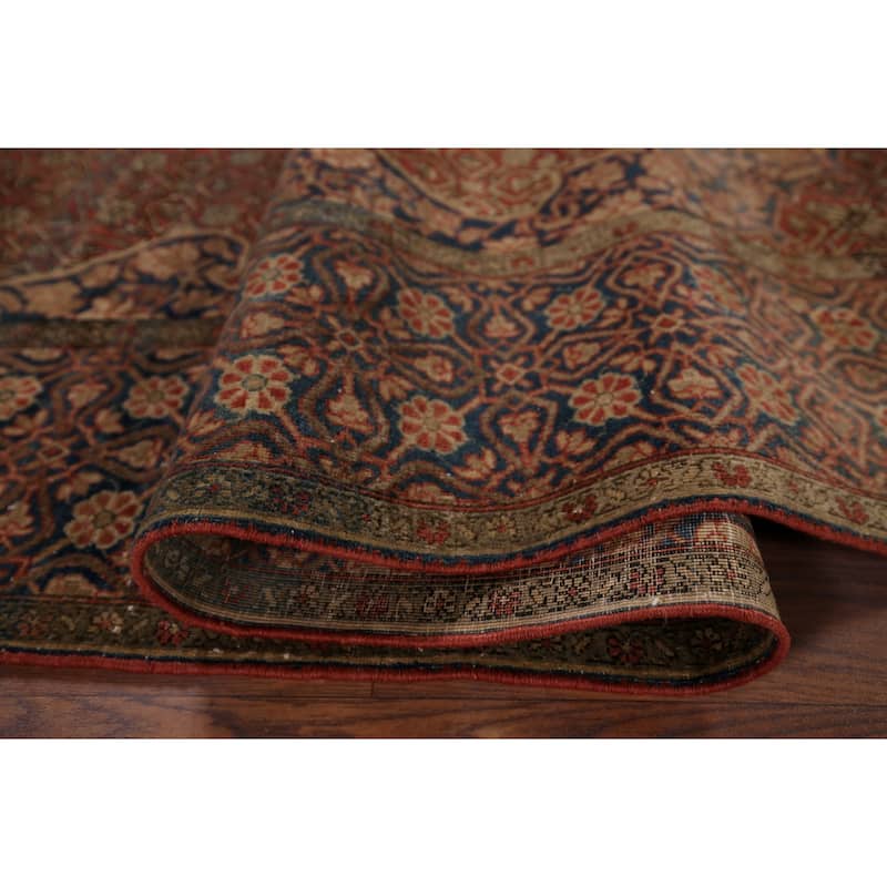 Pre-1900 Antique Kashan Mohtasham Persian Rug Handmade Wool Carpet - 4'4" x 6'5"