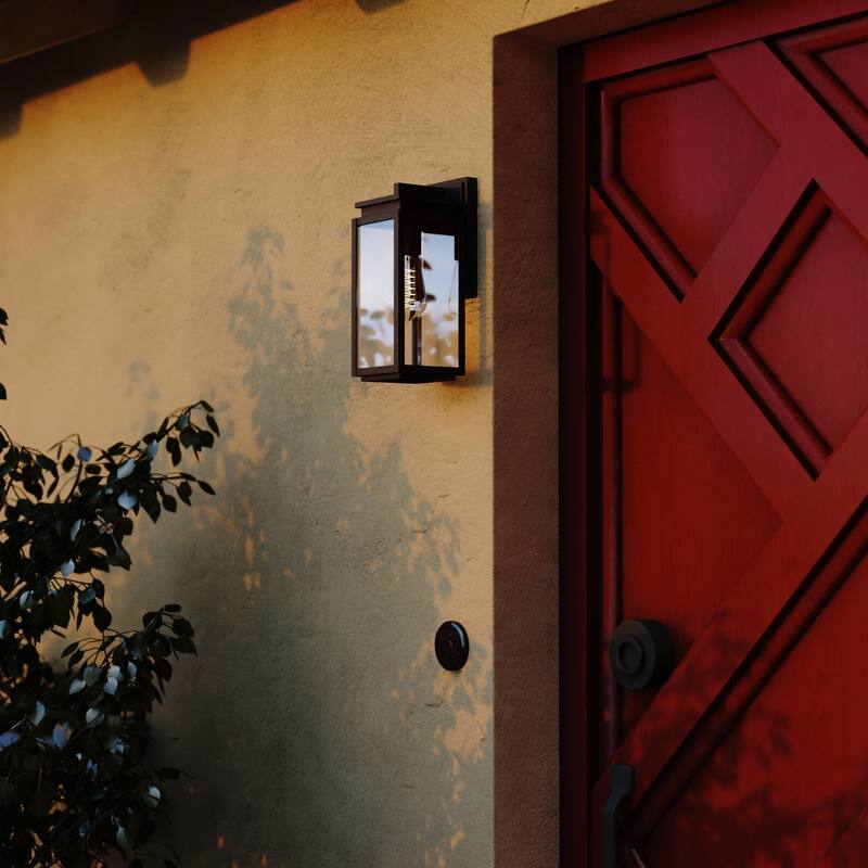 VAXCEL Uptown 1-Light Matte Black Transitional Outdoor Wall Sconce made of Durable Metal, Clear Glass Shade, LED Compatible