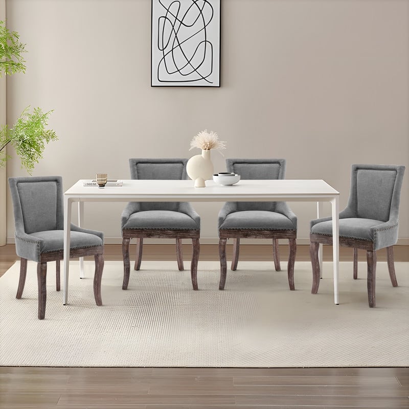 Thickened Side Dining Chair with Solid Wood Legs Set of 6