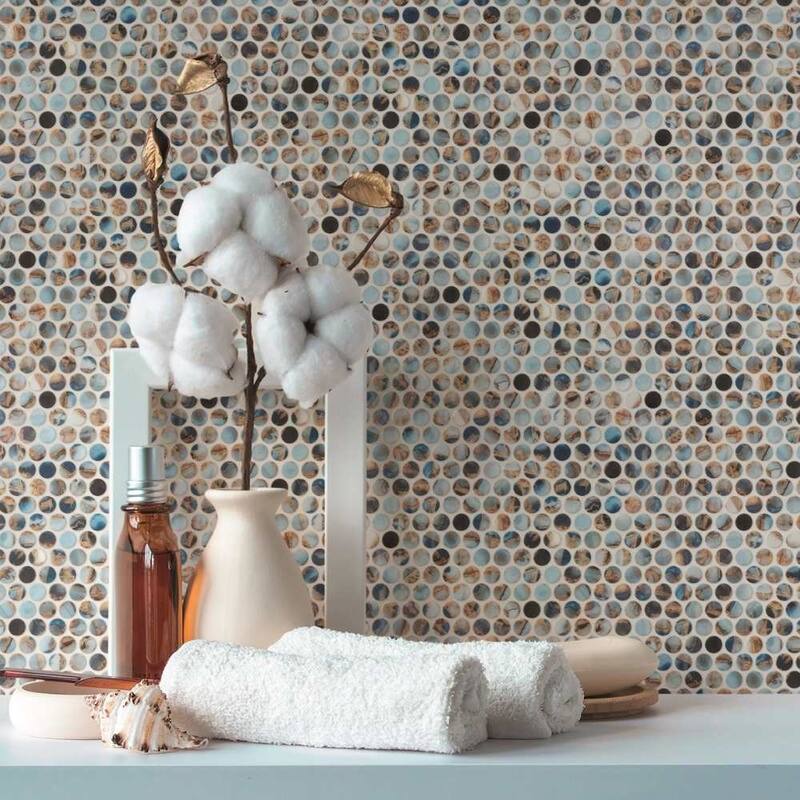 Eterna Penny 12x12 Glass Round Mosaic Tile - Floor, Wall, Backsplash