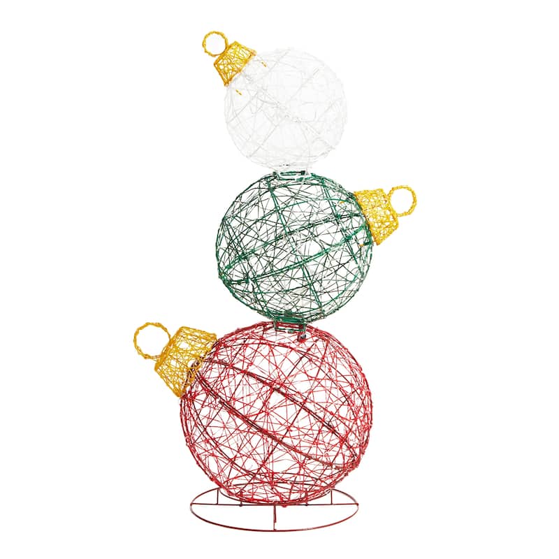 Glitzhome 39"H Lighted Christmas 3D PVC Stacked Ornaments Decor with 760 LED Lights - 3D PVC Stacked Ornaments