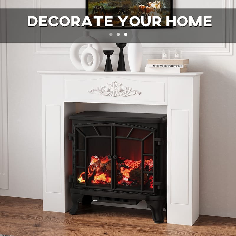 HOMCOM Fir Wood Fireplace Mantel Surround, 44.75" W x 40" H, Freestanding Electric Fireplace Stove Mantel