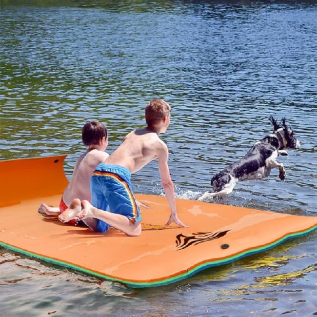 12 x 6 FT Floating Water Mat Foam Pad Lake Floats Lily Pad 3 Layer XPE Water Pad with Storage Straps