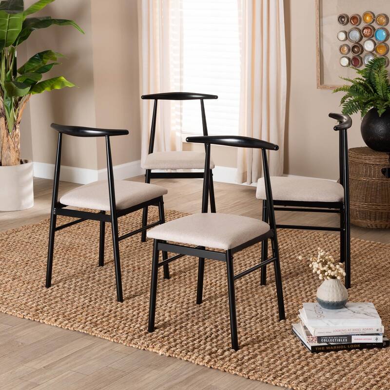 Arnold Modern Industrial Fabric and Metal 4-Piece Dining Chair Set