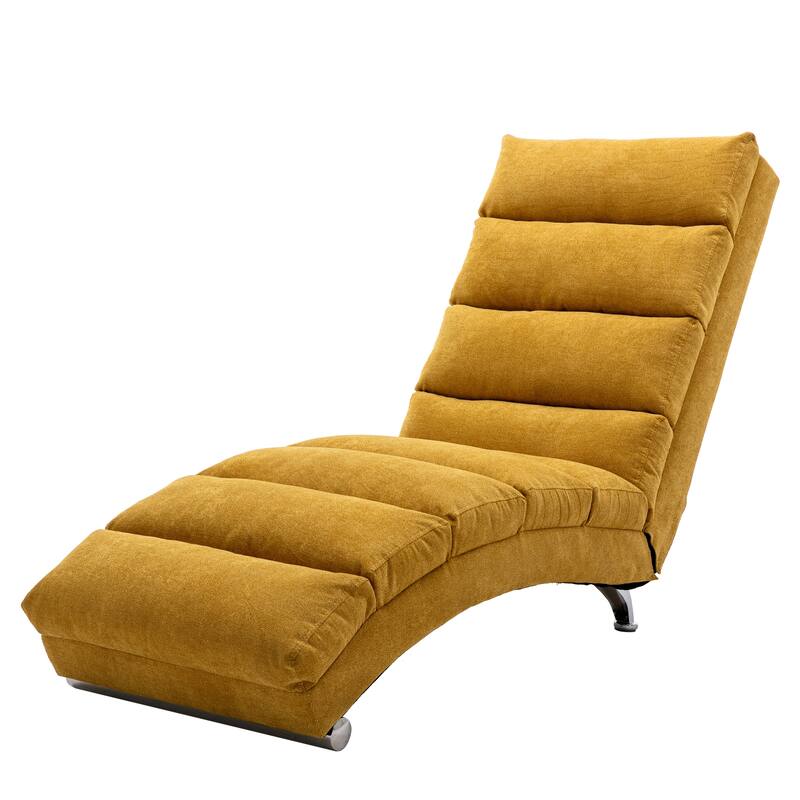 Mustard 21.65" High Back Upholstered Chaise Lounge Chair with Massage