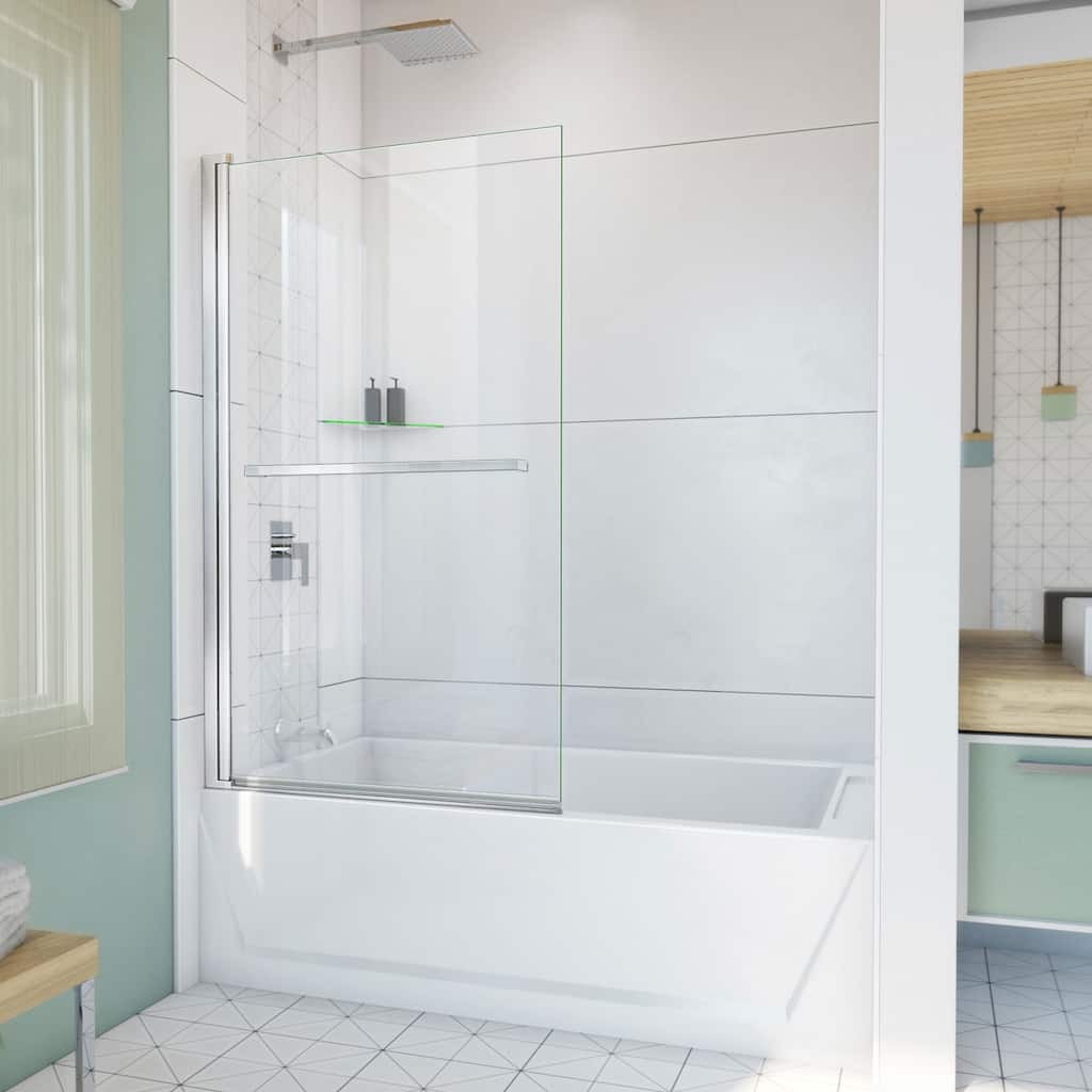 DreamLine Aqua-Q Swing 34 in. W x 58 in. H Frameless Tub Door