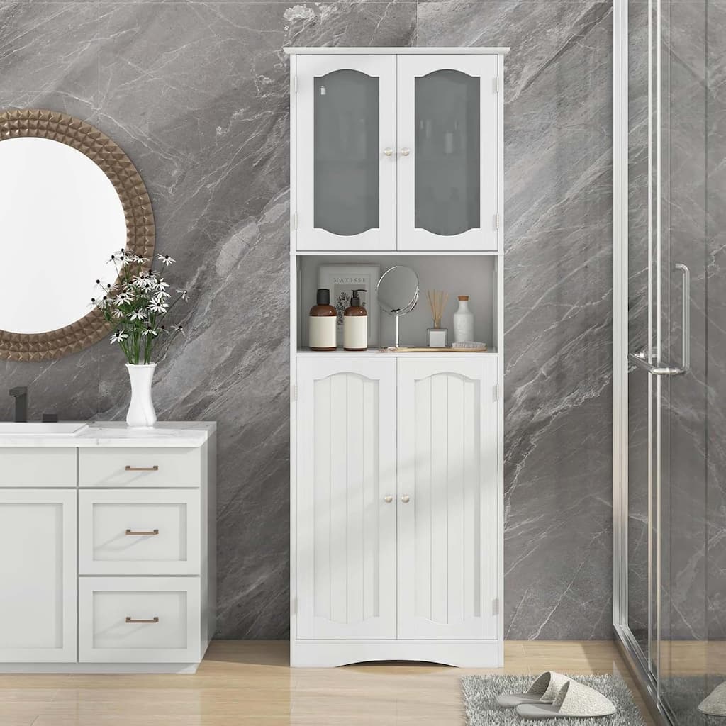Tall Bathroom Cabinet Pantry Cabinet w/ Adjustable Shelves