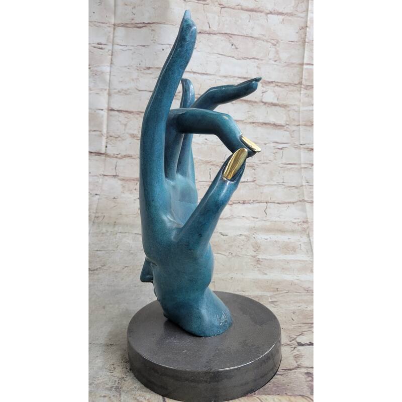 Salvador Dali Human Face Hand Made Bronze Sculpture Special Patina Statue Decor