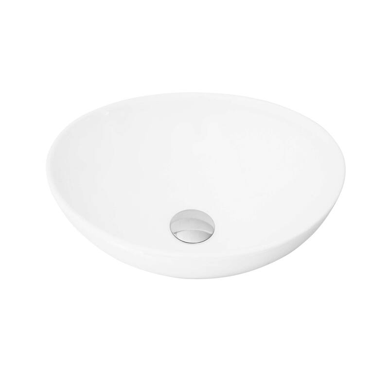 STYLISH Porcelain Oval 15 3/4-inch Top Mounted Ceramic Vessel Bathroom Sink - 15 3/4" x 13 3/8" x 5 3/4"