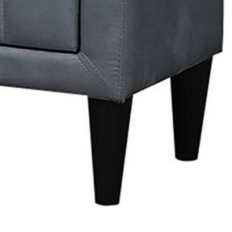 Dark Gray/Black 2 Drawer 20.5 in. W Nightstand with Soft Velvet Upholstery