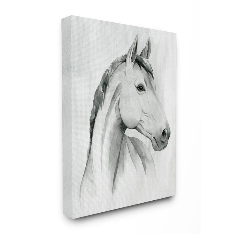 Stupell Horse Portrait Grey Drawing Design Canvas Wall Art - 36 x 48