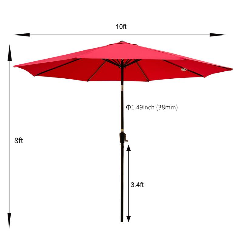 Outdoor Patio Umbrella, 8 Ribs, with Tilt and Crank, Steel Material
