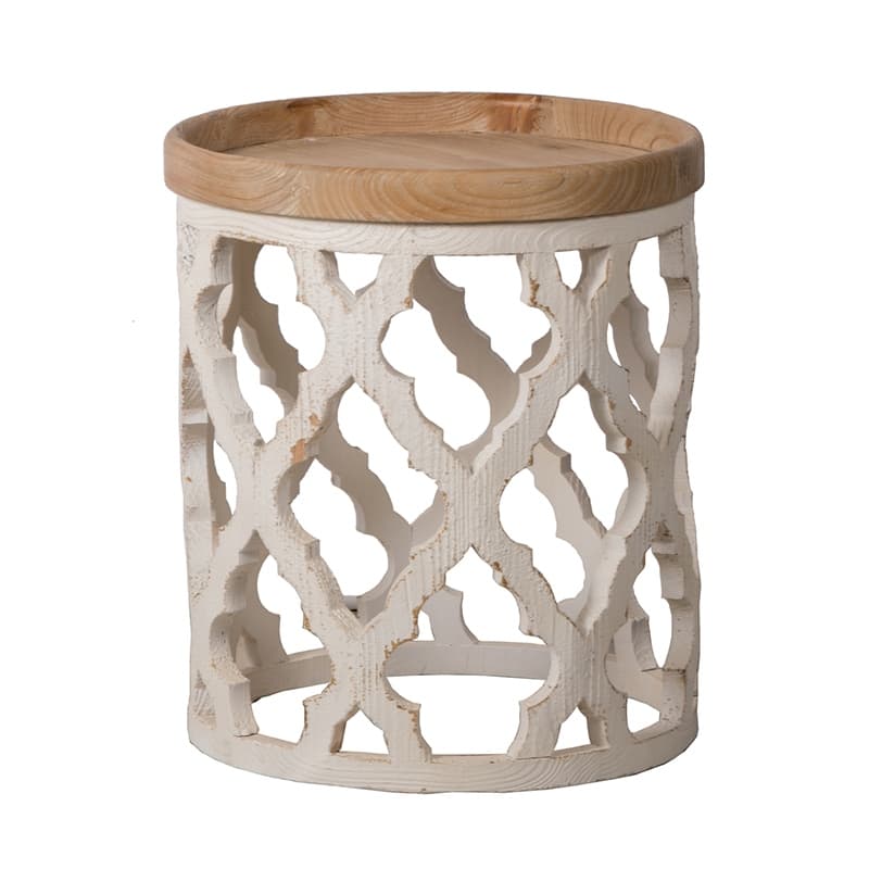 19.7x19.7x23-Inch Full Wood White Antique-style Side Table