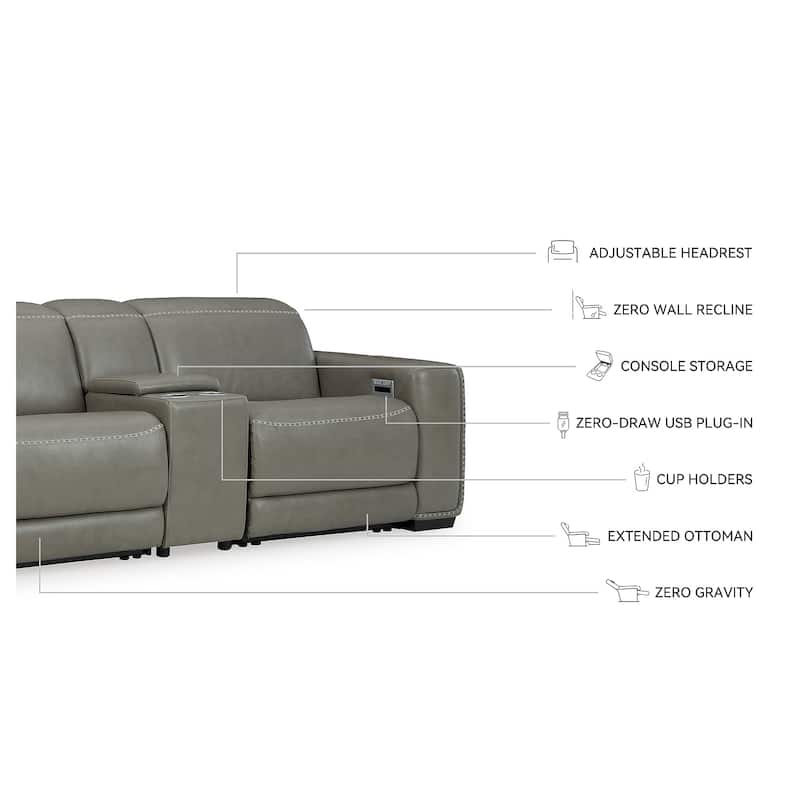 Signature Design by Ashley Correze Gray 3-Piece Power Reclining Sectional Loveseat with Console - 88.5"W x 41"D x 33.25"H