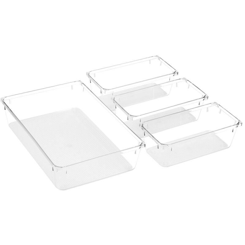 Clear Drawer Organizer Set for Home and Closet - 4 Pc Set
