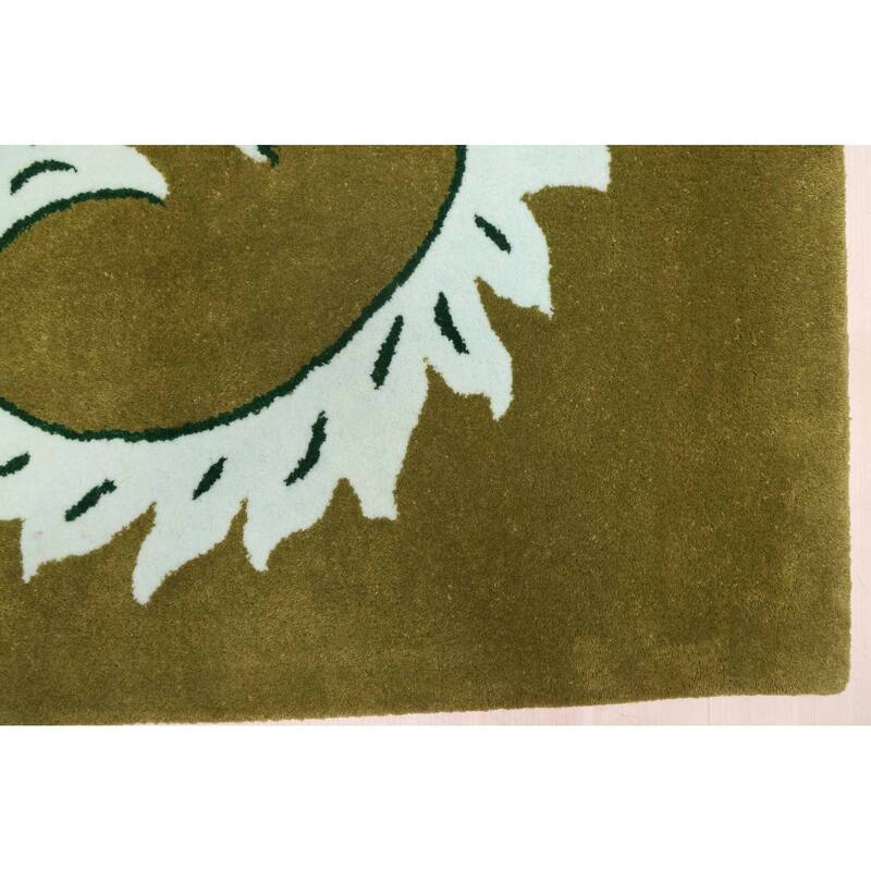 ECARPETGALLERY Hand Tufted Timeless Olive Wool Rug - 9'1 x 12'0