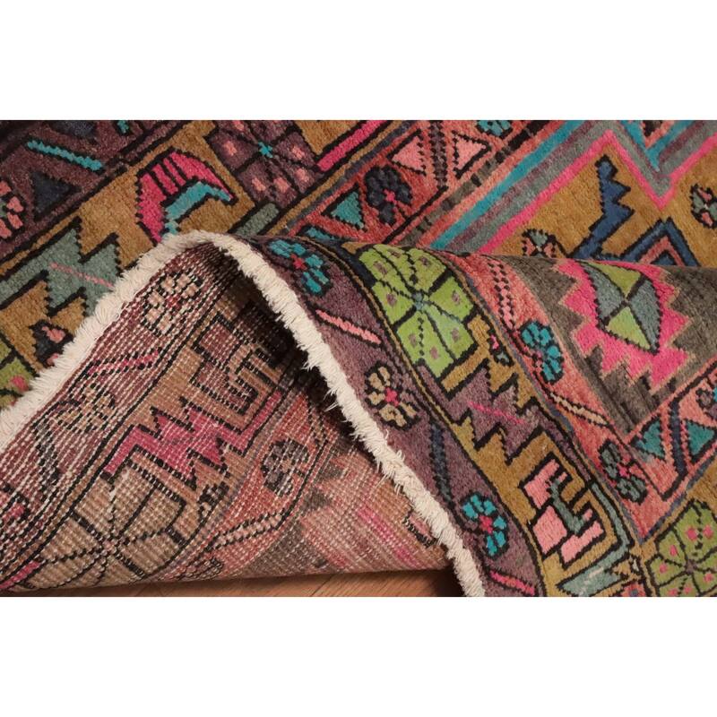 Hand Knotted Oriental 100% Wool Carpet Traditional Tribal Greys & Charcoal Ardebil Runner Rug - 9' 10'' X 3' 4''