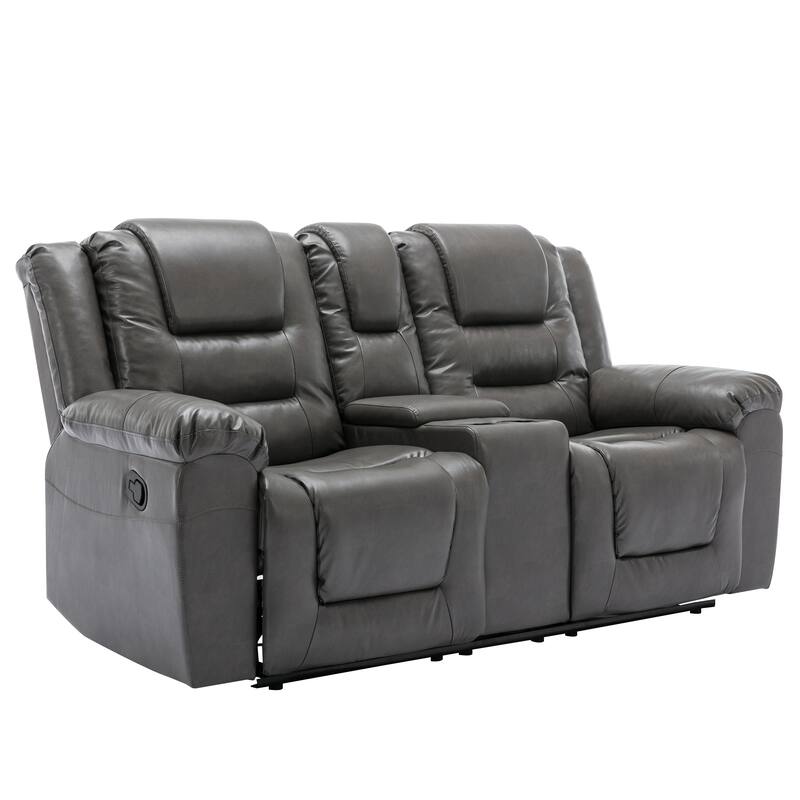 2 Seater Home Theater Recliner Manual Recliner Chair with a Storage Box and Two Cup Holders for Living Room,Bedroom