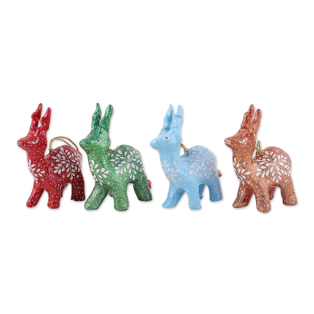 Novica Handmade Holiday Reindeer Papier Mache Ornaments (Set Of 4)