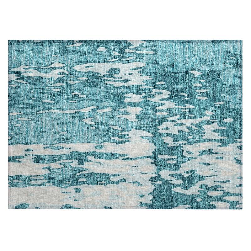 Machine Washable Indoor/ Outdoor Abstract Contemporary Chantille Rug