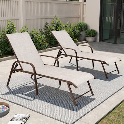 Set of 2/4 Outdoor Aluminum Chaise Lounge Chairs with Adjustable Backrest