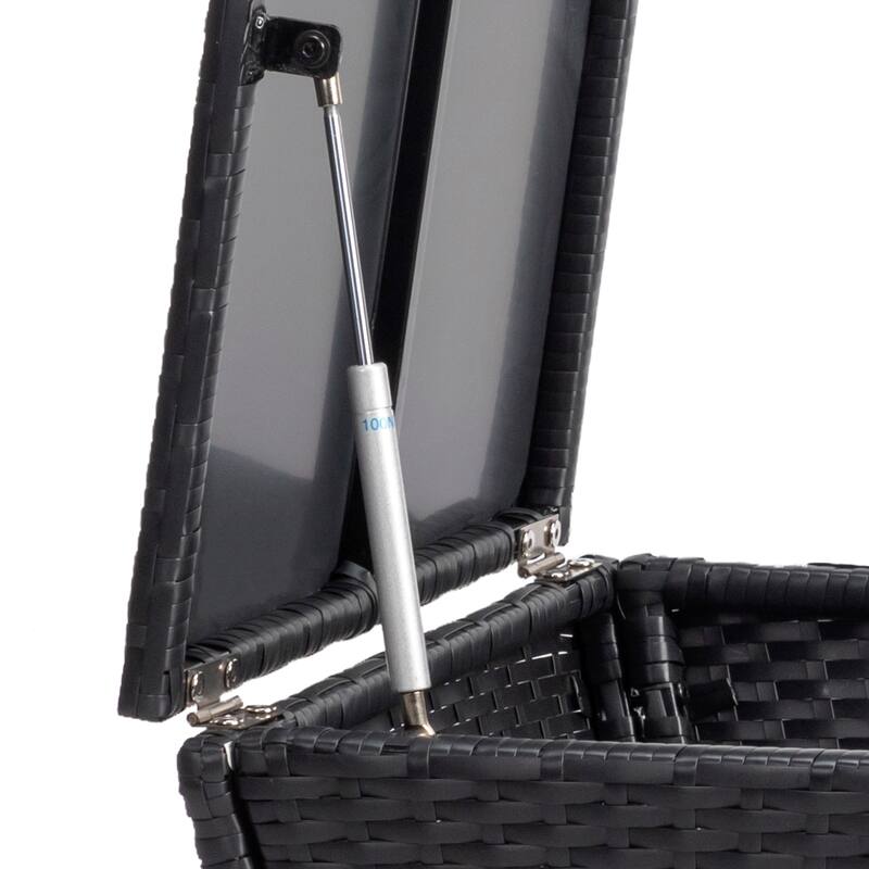 Outdoor PE Wicker Side Table with Storage Steel Frame Patio Garden Balcony - 19.7 x 19.7 x 16.5