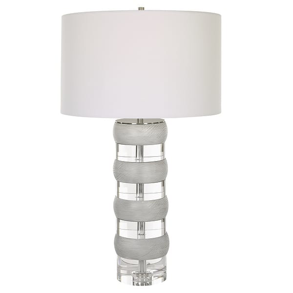 slide 2 of 8, Uttermost Band Together Crystal & Wood Table Lamp - 16 W X 28 H X 16 D (in)