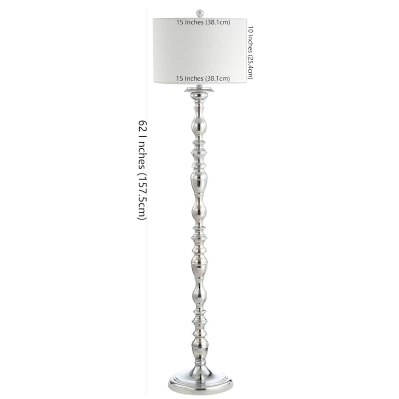 SAFAVIEH Lighting Ardak 62" Led Floor Lamp - 15" x 15" x 62" - Chrome - 15Wx15Dx62H