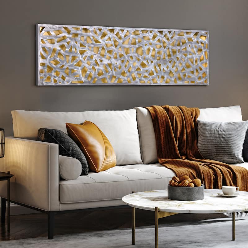 Polished Steel Wall Sculpture Abstract Wall Art with Gold/Silver Leaf