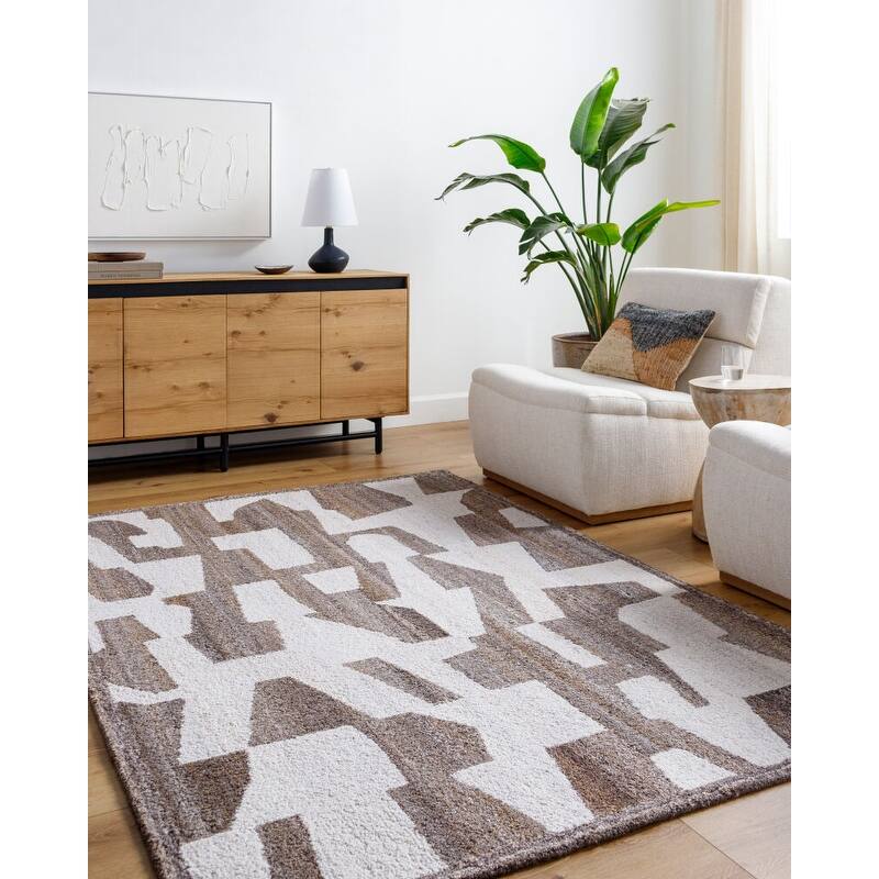 Livabliss Andes Modern Area Rug - 9' x 12' - Brown/Grey