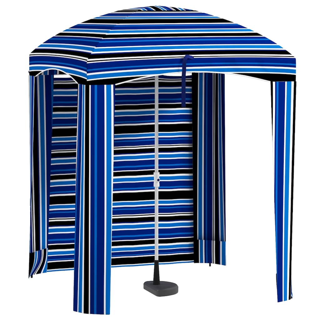 5.9' x 5.9' Portable Beach Cabana with Walls, Vents & Sandbags - Blue Stripe Design