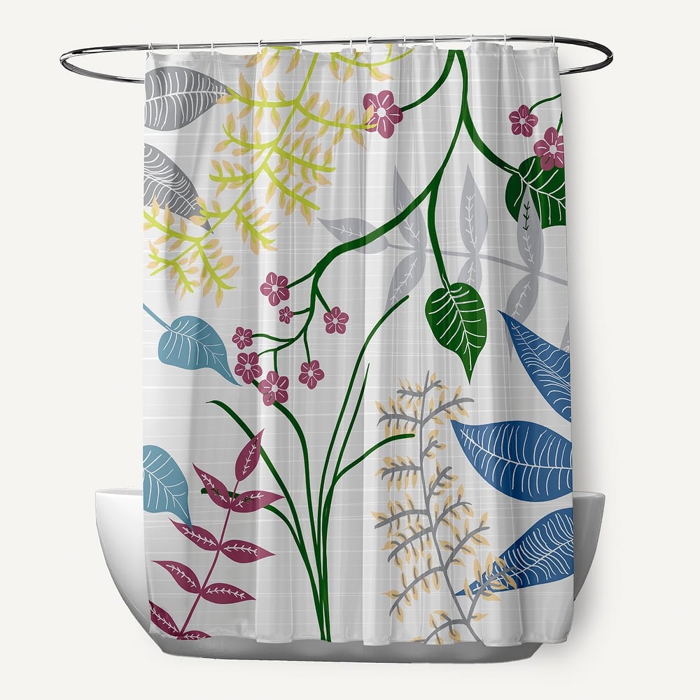 71 x 74 Botanical Floral Print Shower Curtain