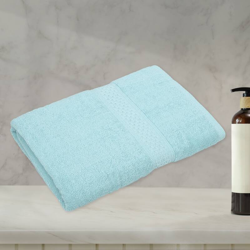 1 Pcs Cotton Bath Towel, Plain Soft Absorbent Cotton Bath Towel, Classic Design, 27.56" x 55.12" - Cyan