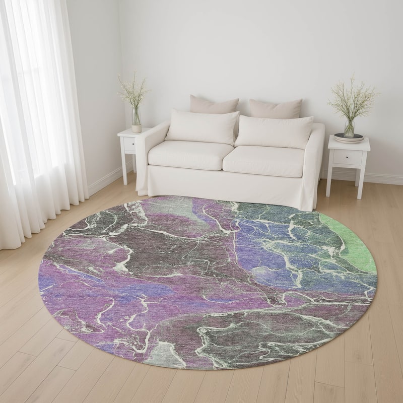 Premium Washable Super Soft Abstract Mayfield Rug - Purple - 8' x 8'