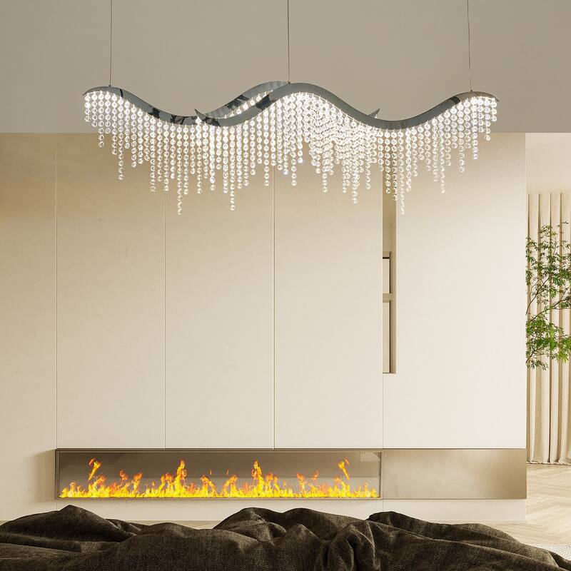 Dangling Wave Crystal Chandeliers for Living Room,Dinging Room