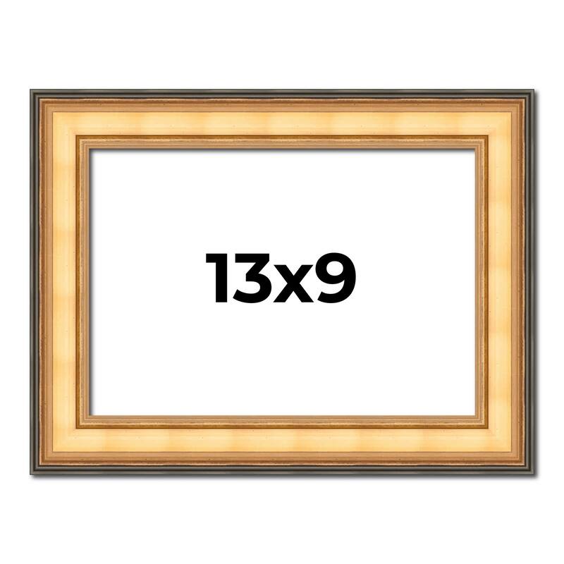 13x9 Frame Gold Plein Aire Solid Wood Picture Frame Width 2 Inches |