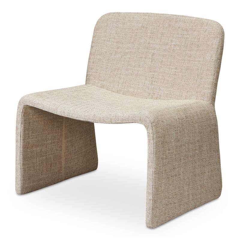 NADAAL STUDIOS Gideon Accent Chair, Oval-Inspired, 100% Polyester Upholstery with Foam Cushioning, Iron Frame, Heather Beige