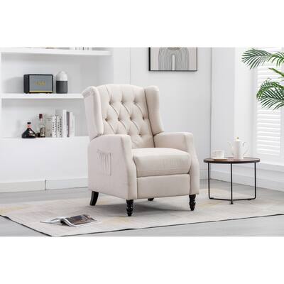 Linen Upholstered Accent Chair Arm Chairs Adjustable Back, Lounge Chair Recliners for Living Room Bedroom