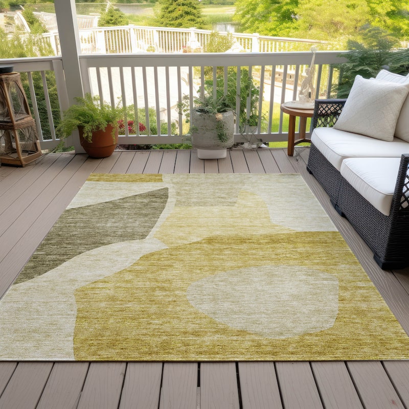Machine Washable Indoor/ Outdoor Chantille Contemporary Abstract Rug