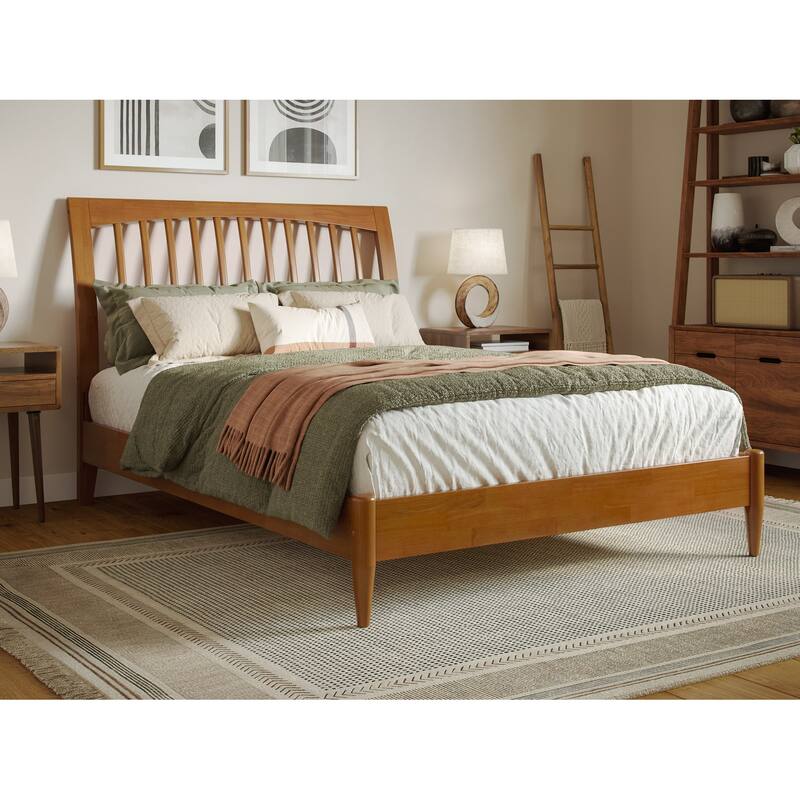 Orleans Solid Wood Low Profile Sleigh Platform Bed - Light Toffee - Full