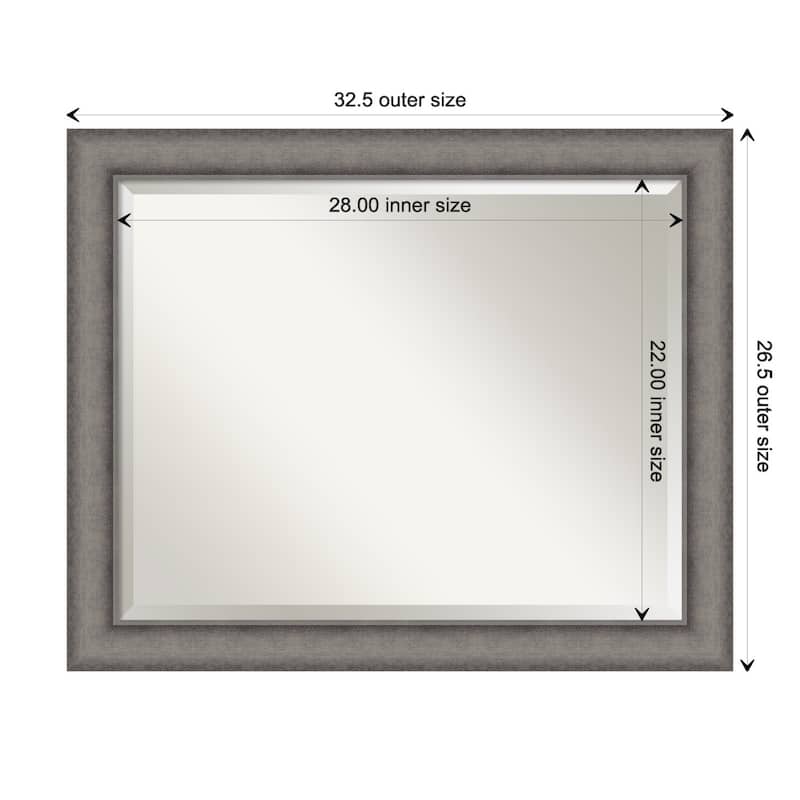 Burnished Concrete Beveled Wood Framed Wall Mirror - Burnished Concrete - Glass Size 28x22