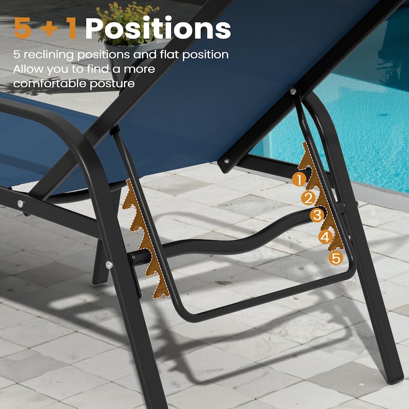 VredHom Outdoor Patio Adjustable Chaise Lounges Chairs