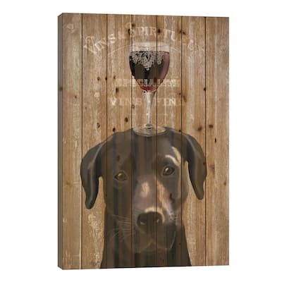 Dog Au Vin, Black Labrador Print On Wood by Fab Funky - Multi-Color