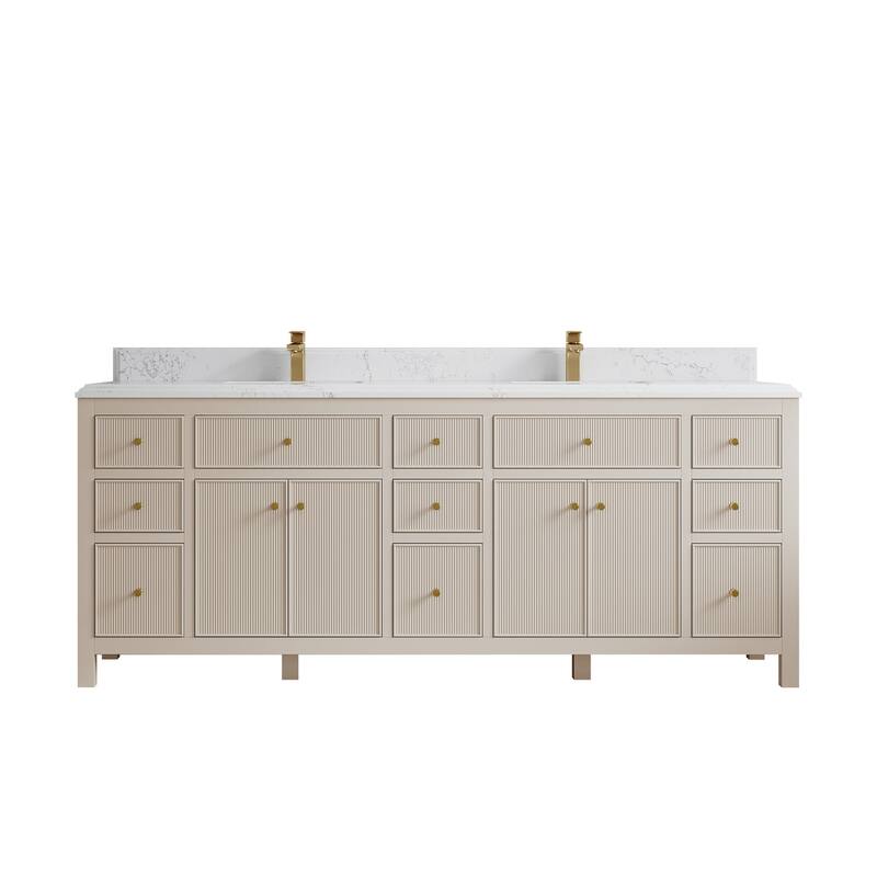 Willow Collections 84 in. W x 22 in. D Sonoma Free Standing Reeded Double Sink Bathroom Vanity with Countertop
