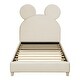 preview thumbnail 11 of 30, Twin Platform Bed with Bear Ear Design - Velvet Upholstery, Durable Wood Frame, Lively Colors for Kids' Bedrooms