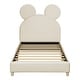 preview thumbnail 11 of 30, Velvet Upholstered Bear Ear Platform Bed, Eye-catching Design