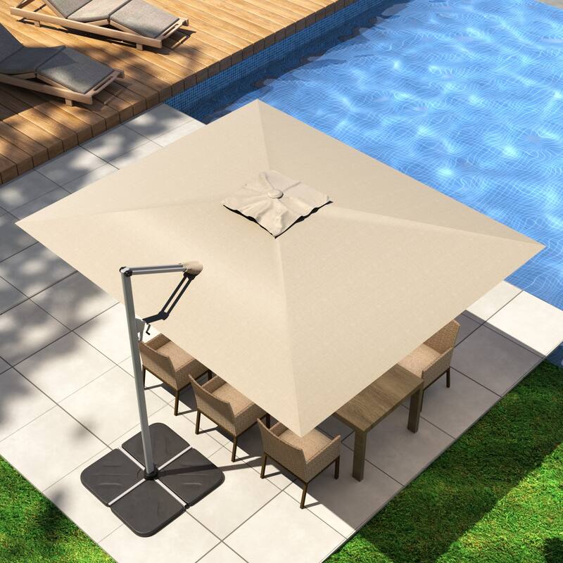 Outdoor 13' x 10' 360 Degree Rotation Double Top Cantilever Umbrella